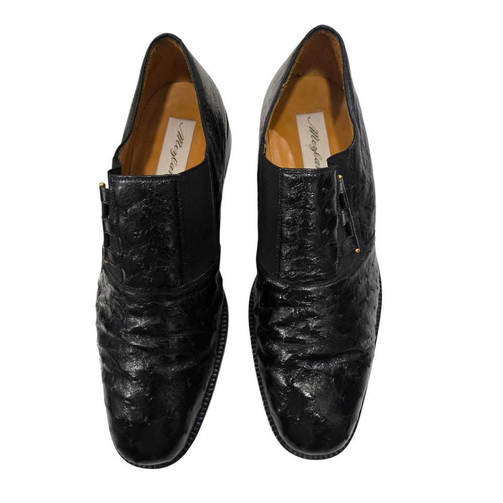 Mezlan Men's  Black Ostrich   Leather  Loafers Shoes Size 12